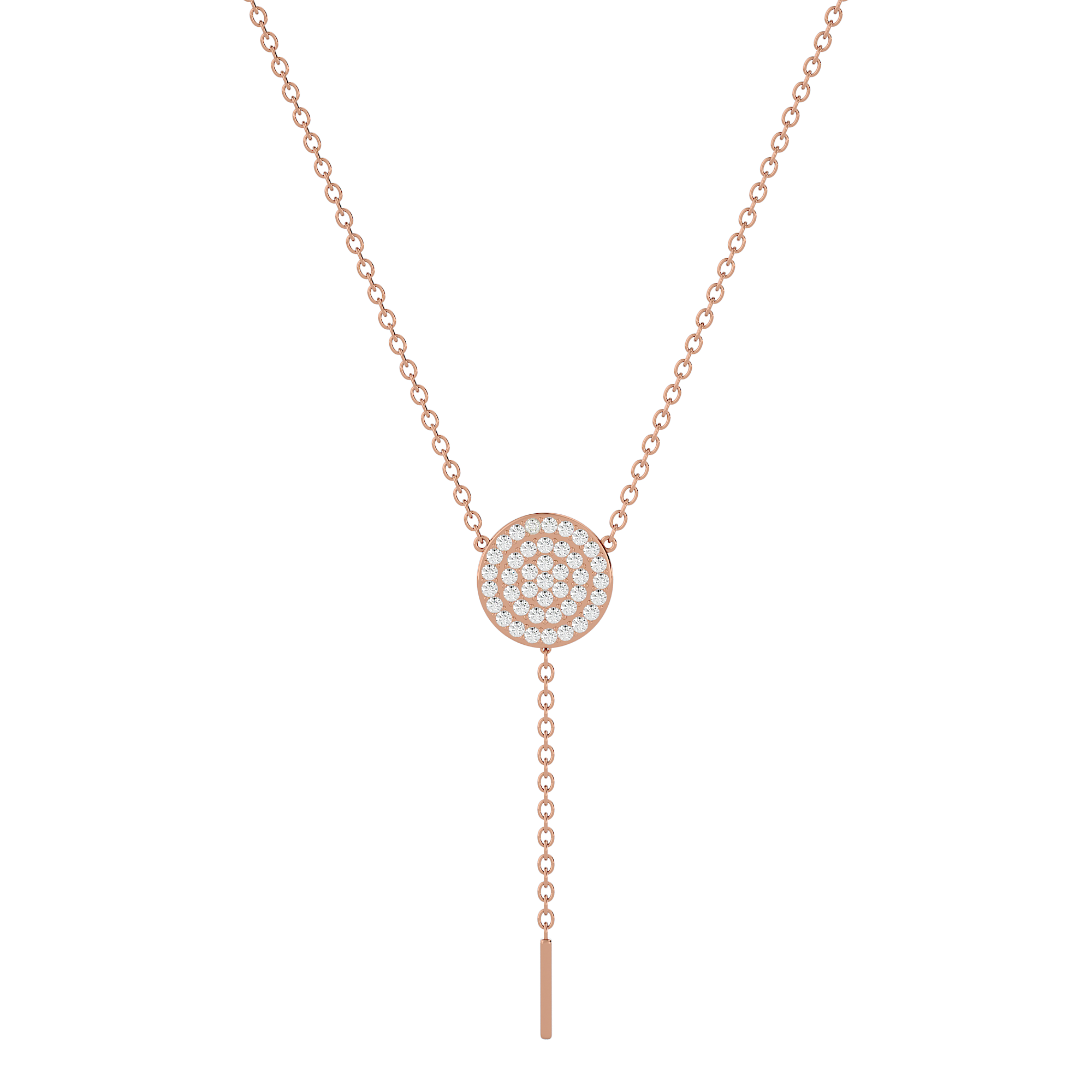 Solid Gold Pave Diamond Circle Lariat
