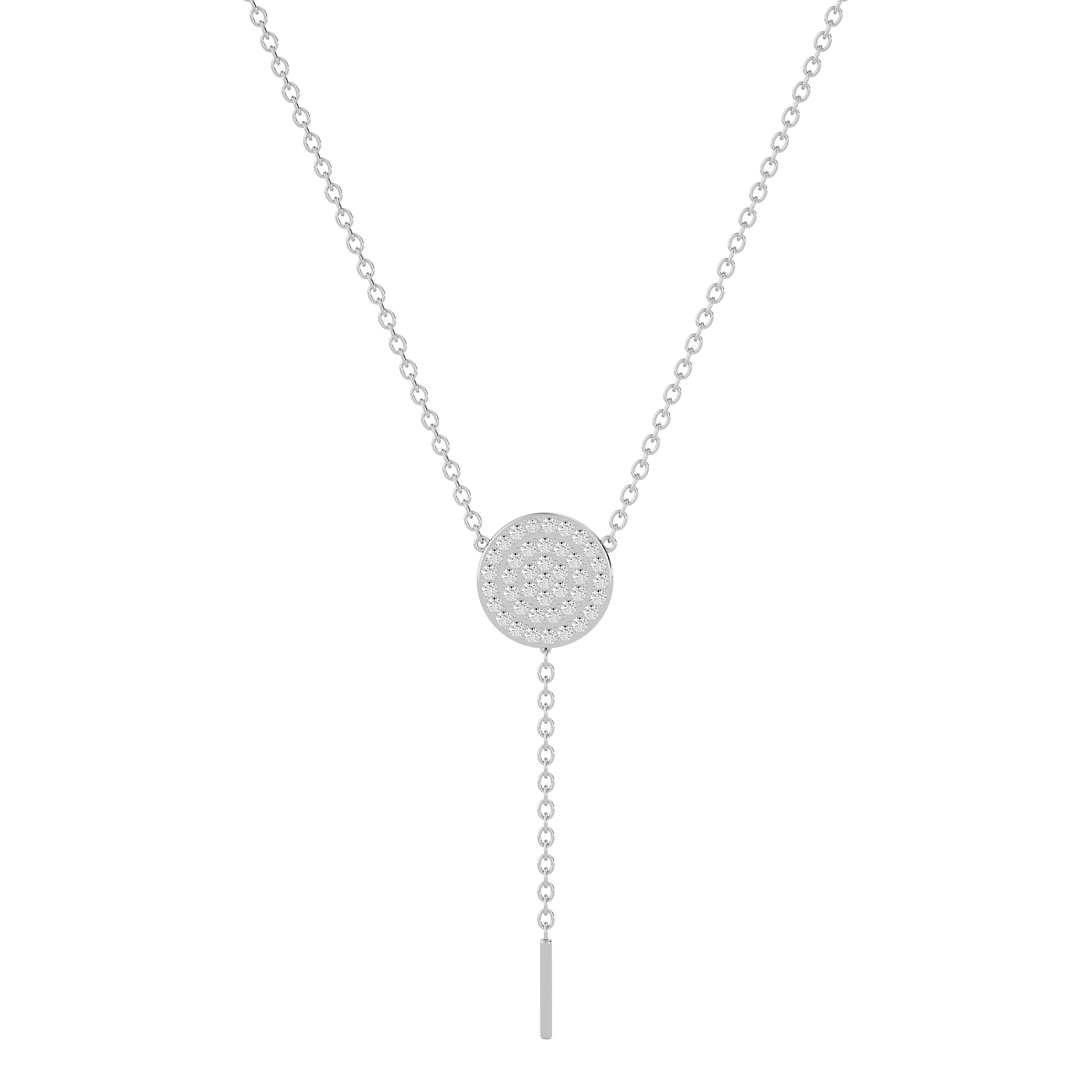 Solid Gold Pave Diamond Circle Lariat