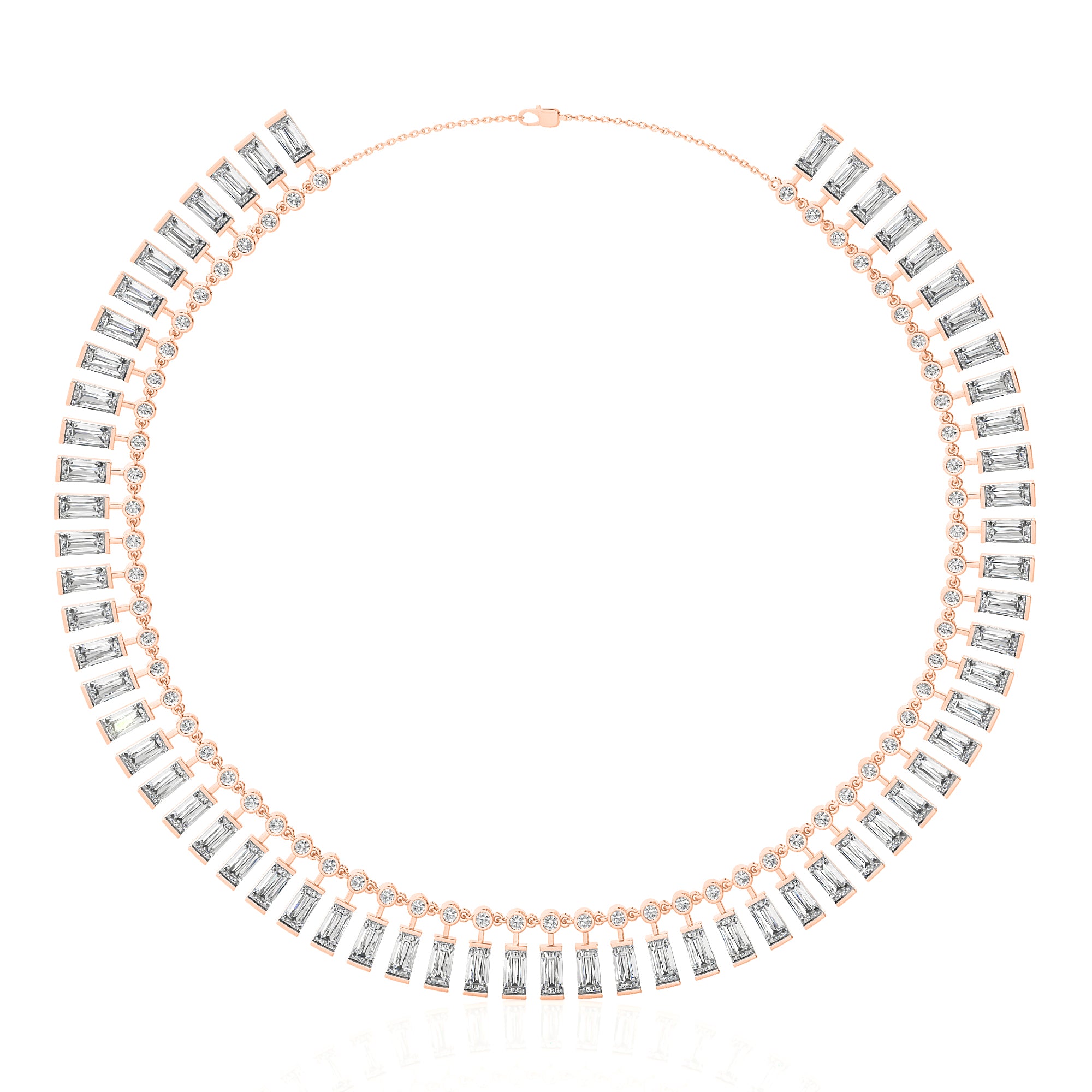 Solid Gold White Topaz Choker Necklace