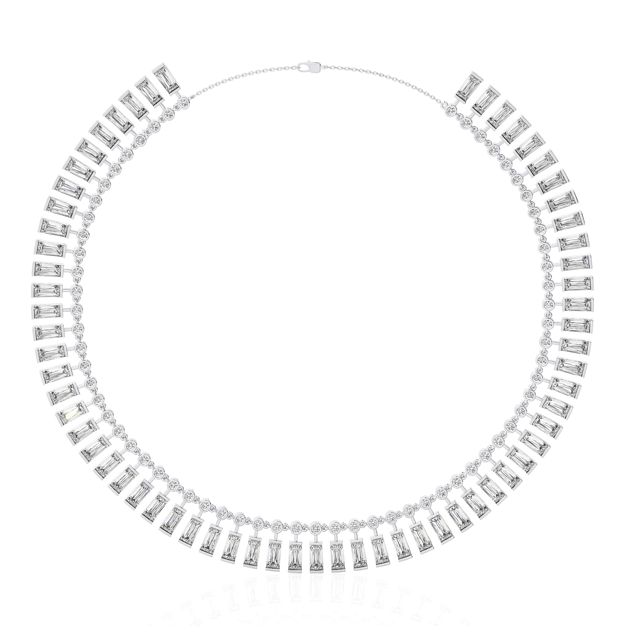 Solid Gold White Topaz Choker Necklace