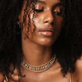 Solid Gold White Topaz Choker Necklace