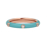 Solid Gold Light Blue Enamel Diamond Ring