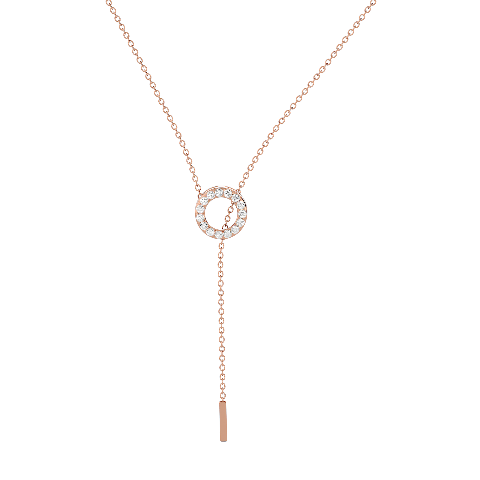 Solid Gold Diamond Halo Lariat