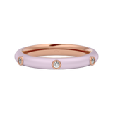 Solid Gold Light Pink Enamel Diamond Ring