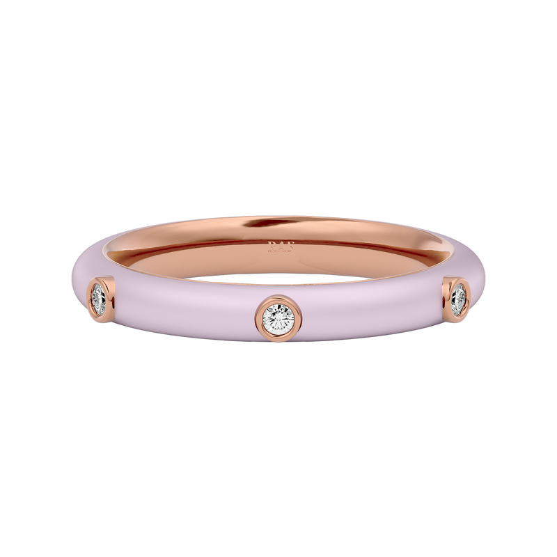 Light Pink Enamel Diamond Ring