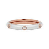 Solid Gold White Enamel Diamond Ring