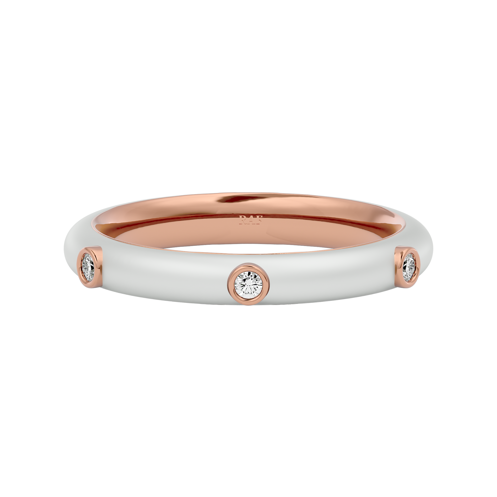 Solid Gold White Enamel Diamond Ring