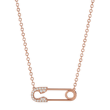 Solid Gold Diamond Safety Pin Necklace