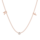 Solid Gold Diamond Initial Personalized Necklace