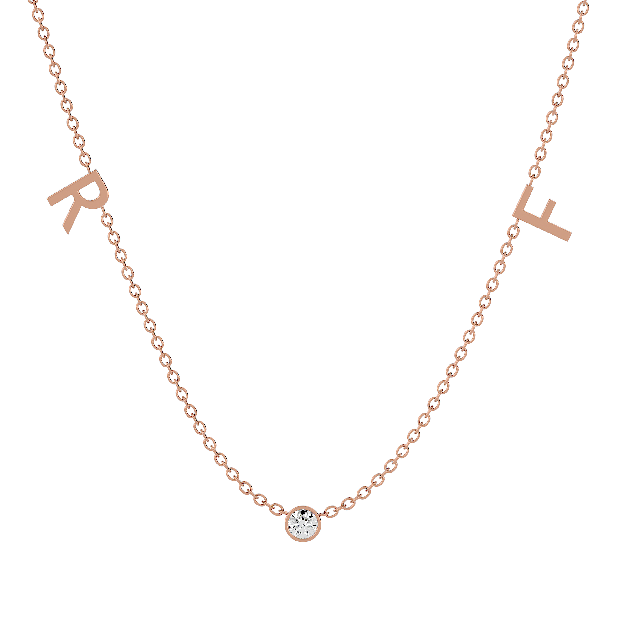 Solid Gold Diamond Initial Personalized Necklace