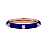 Solid Gold Navy Blue Enamel Diamond Ring