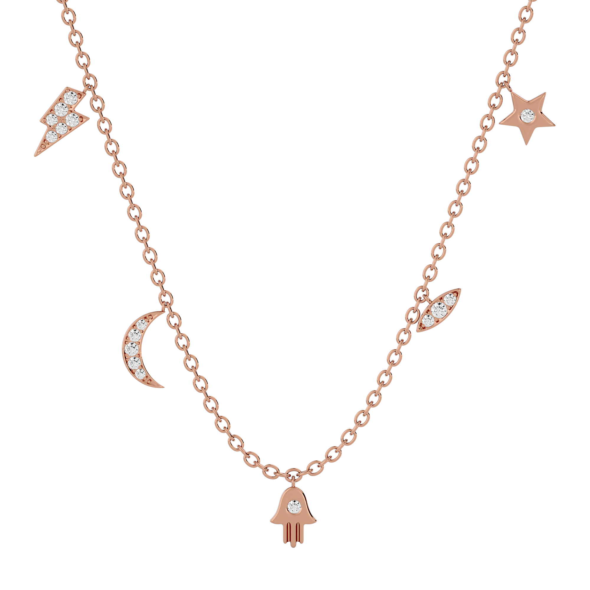 Solid Gold Lucky Charms Diamond Necklace