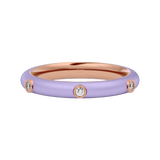 Solid Gold Lilac Enamel Diamond Ring