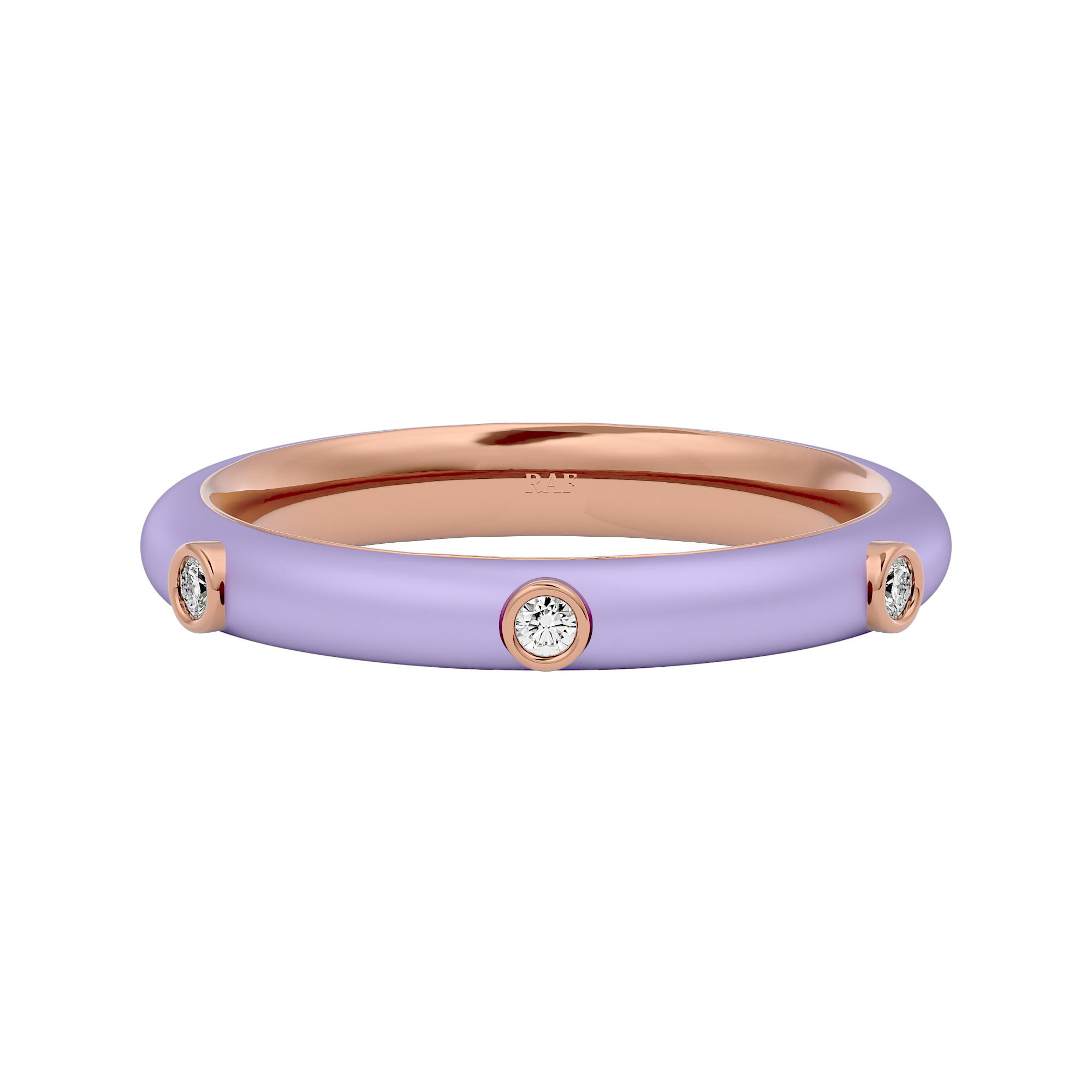 Solid Gold Lilac Enamel Diamond Ring