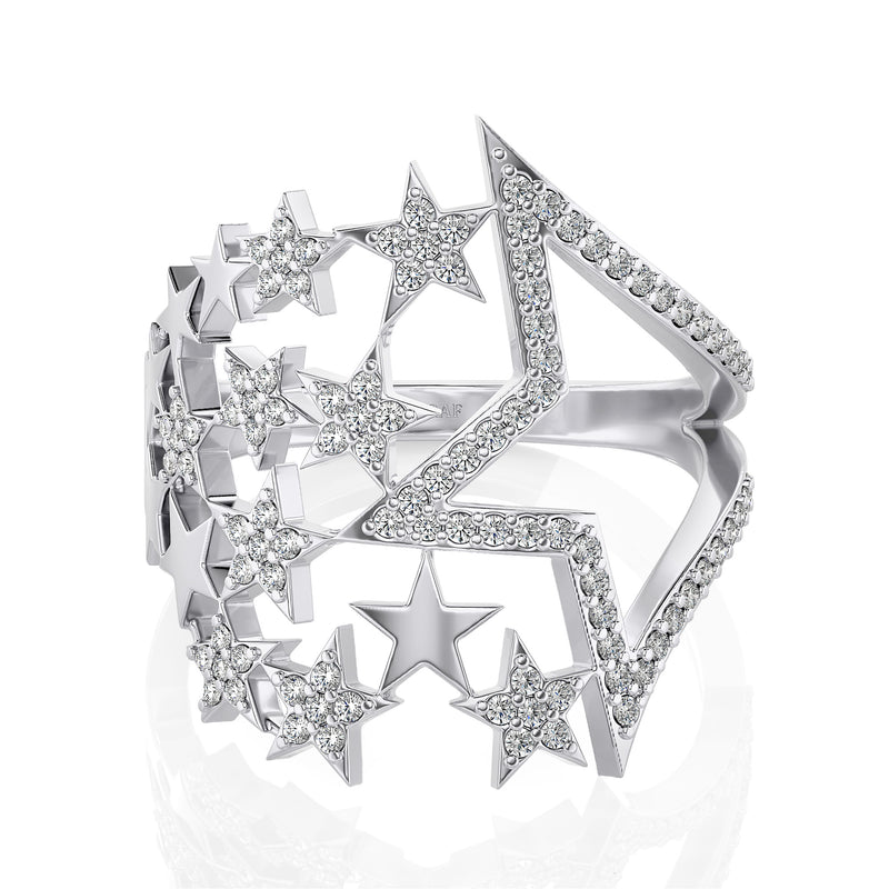 Solid Gold Diamond Stars Ring