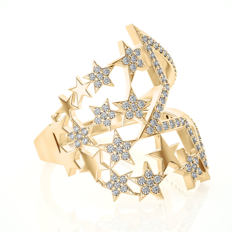 Solid Gold Diamond Stars Ring