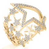 Solid Gold Diamond Stars Ring