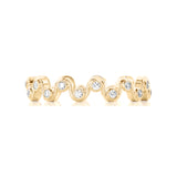 Solid Gold Wavy Diamond Stacking Ring