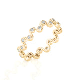 Solid Gold Wavy Diamond Stacking Ring