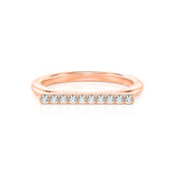 Solid Gold Flat Bar Diamond Stackable Ring