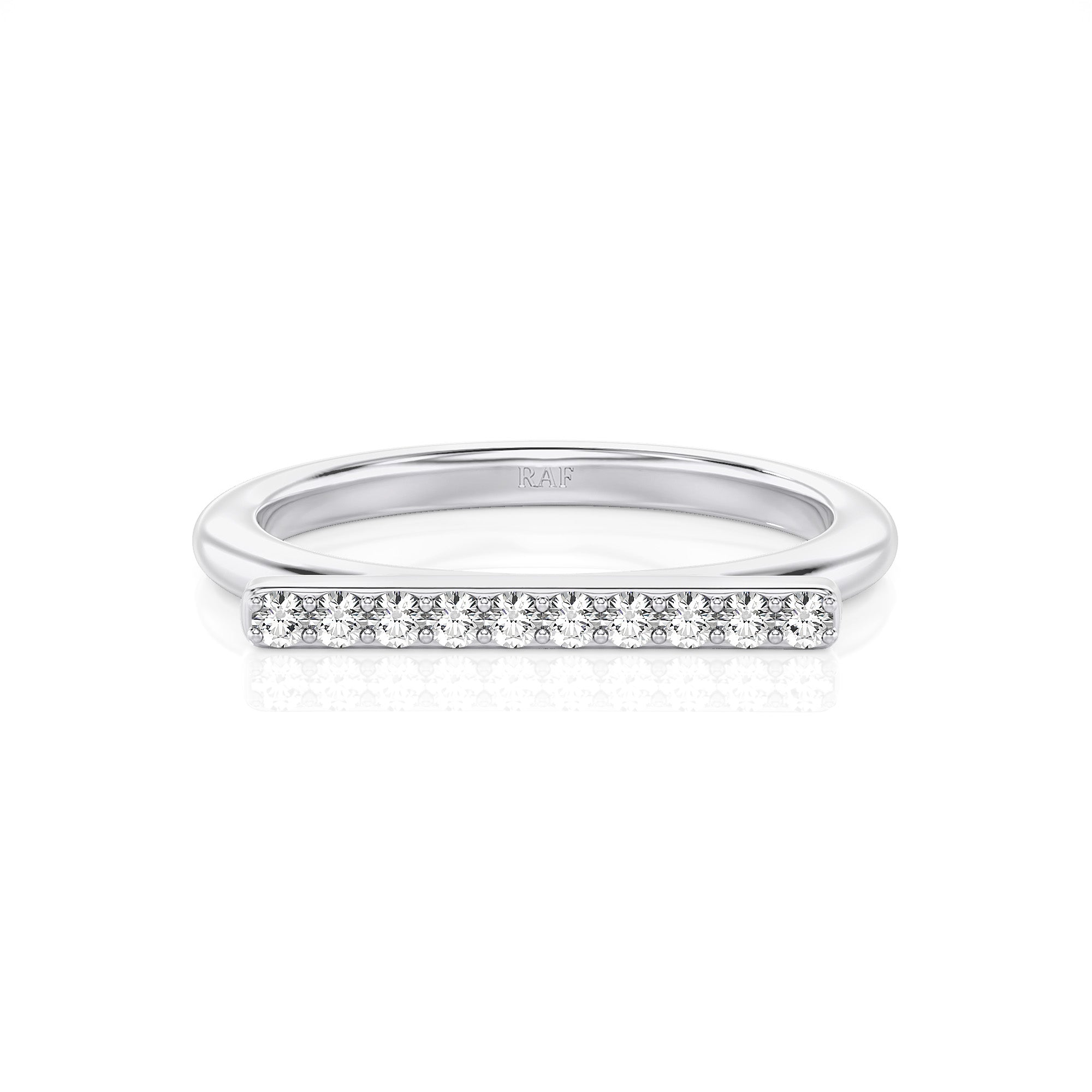 Solid Gold Flat Bar Diamond Stackable Ring