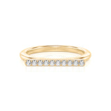Solid Gold Flat Bar Diamond Stackable Ring