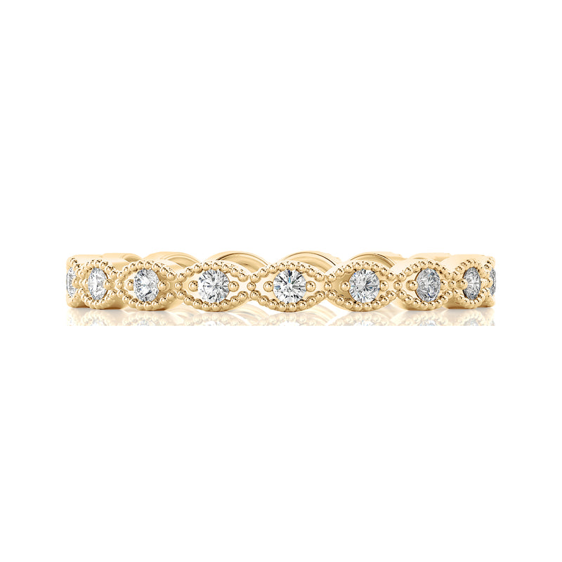 Solid Gold Milgrain Diamond Eternity Band