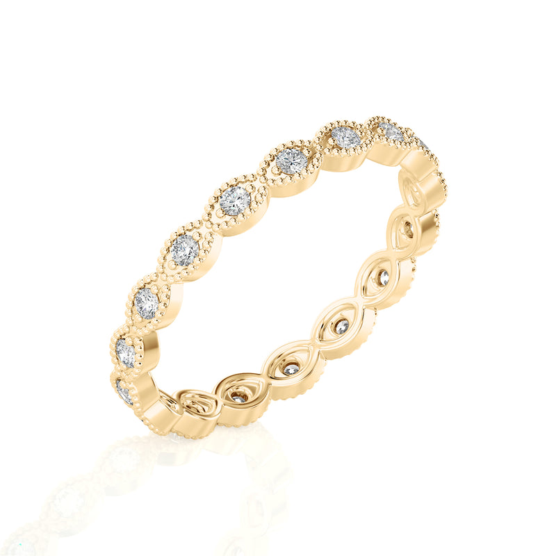 Solid Gold Milgrain Diamond Eternity Band