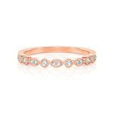 Solid Gold Half Milgrain Diamond Stacking Ring
