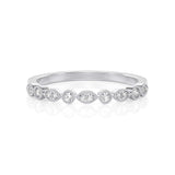 Solid Gold Half Milgrain Diamond Stacking Ring