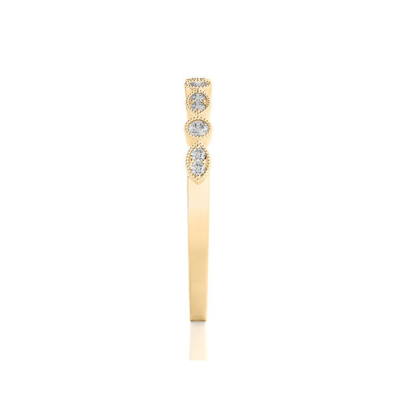 Solid Gold Half Milgrain Diamond Stacking Ring