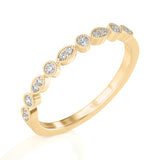Solid Gold Half Milgrain Diamond Stacking Ring