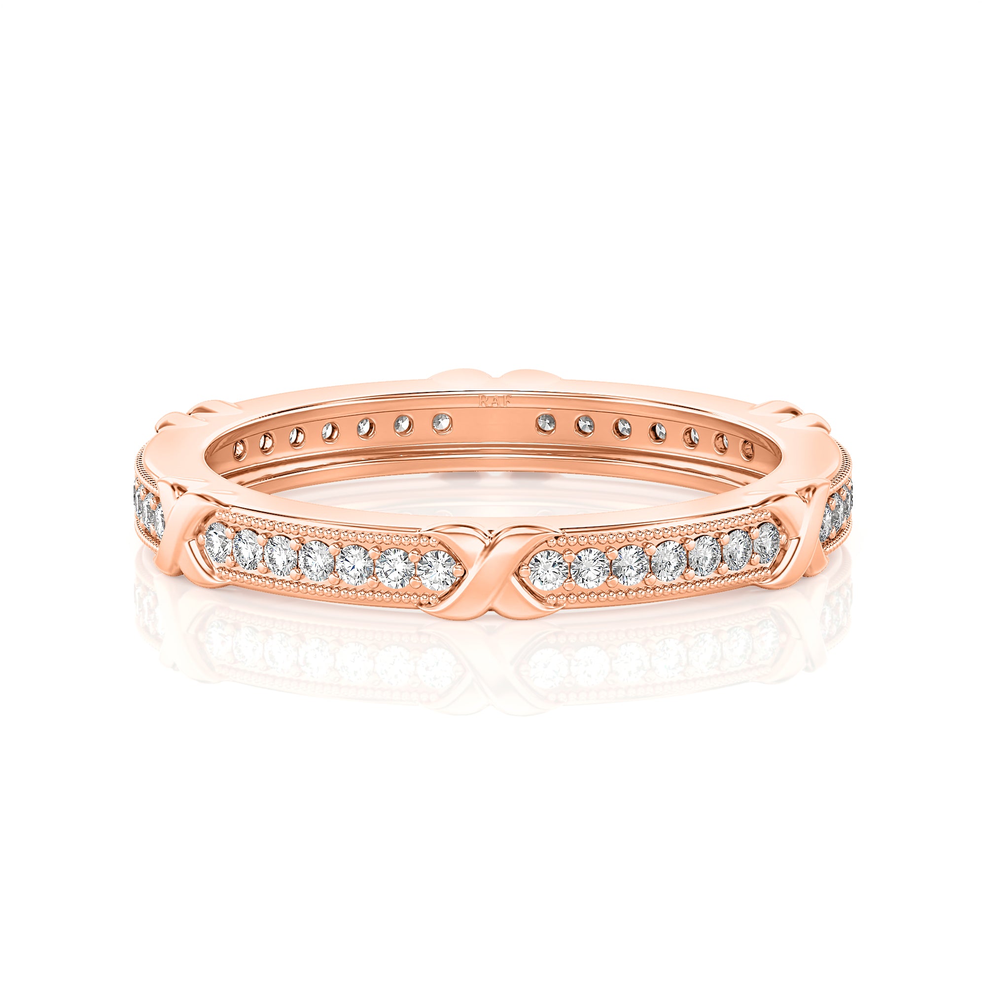 Solid Gold Diamond X Stacking Ring