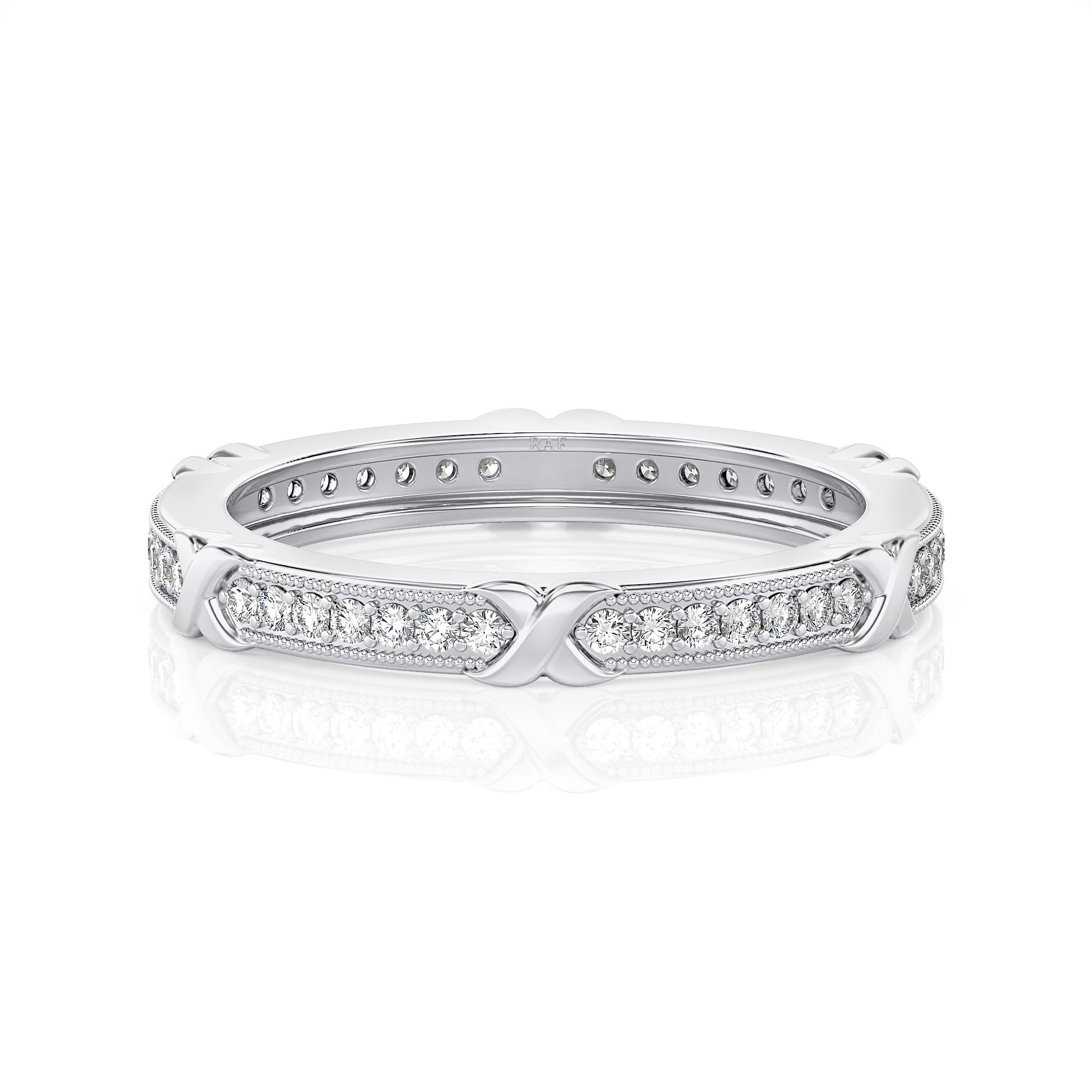 Solid Gold Diamond X Stacking Ring
