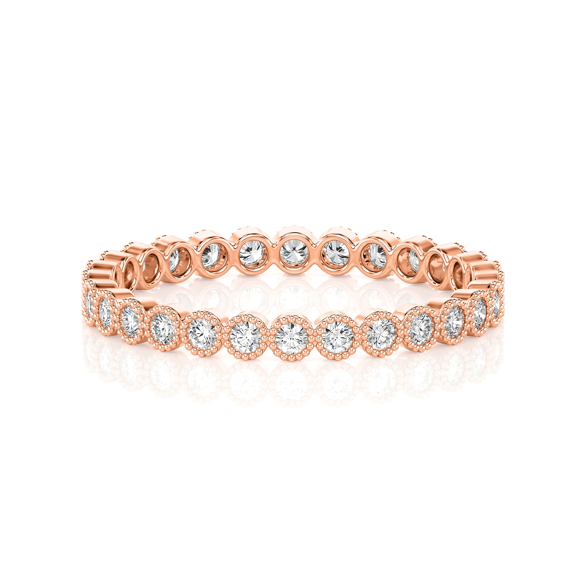 Solid Gold Milgrain Diamond Full Eternity Band