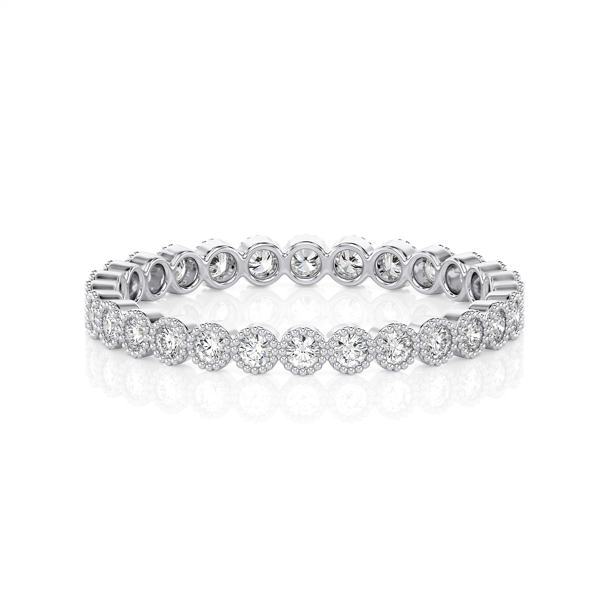 Solid Gold Milgrain Diamond Full Eternity Band