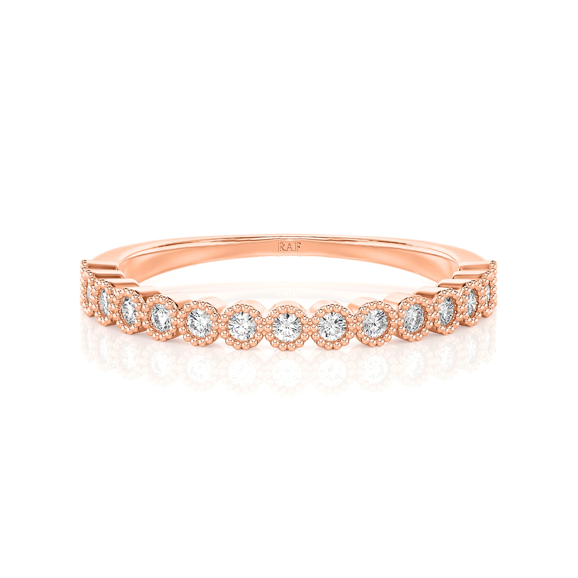 Solid Gold Milgrain Diamond Stacking Ring