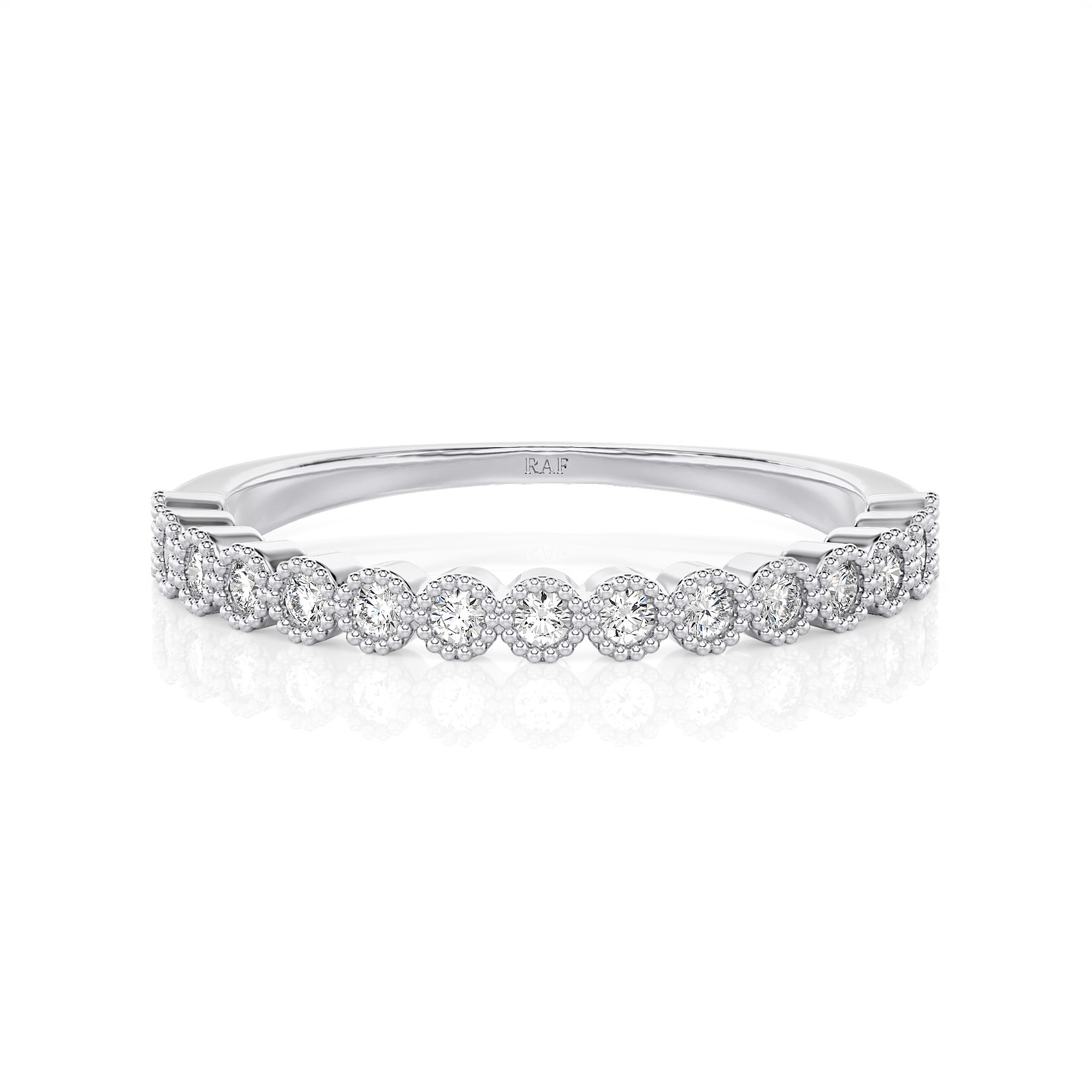 Solid Gold Milgrain Diamond Stacking Ring