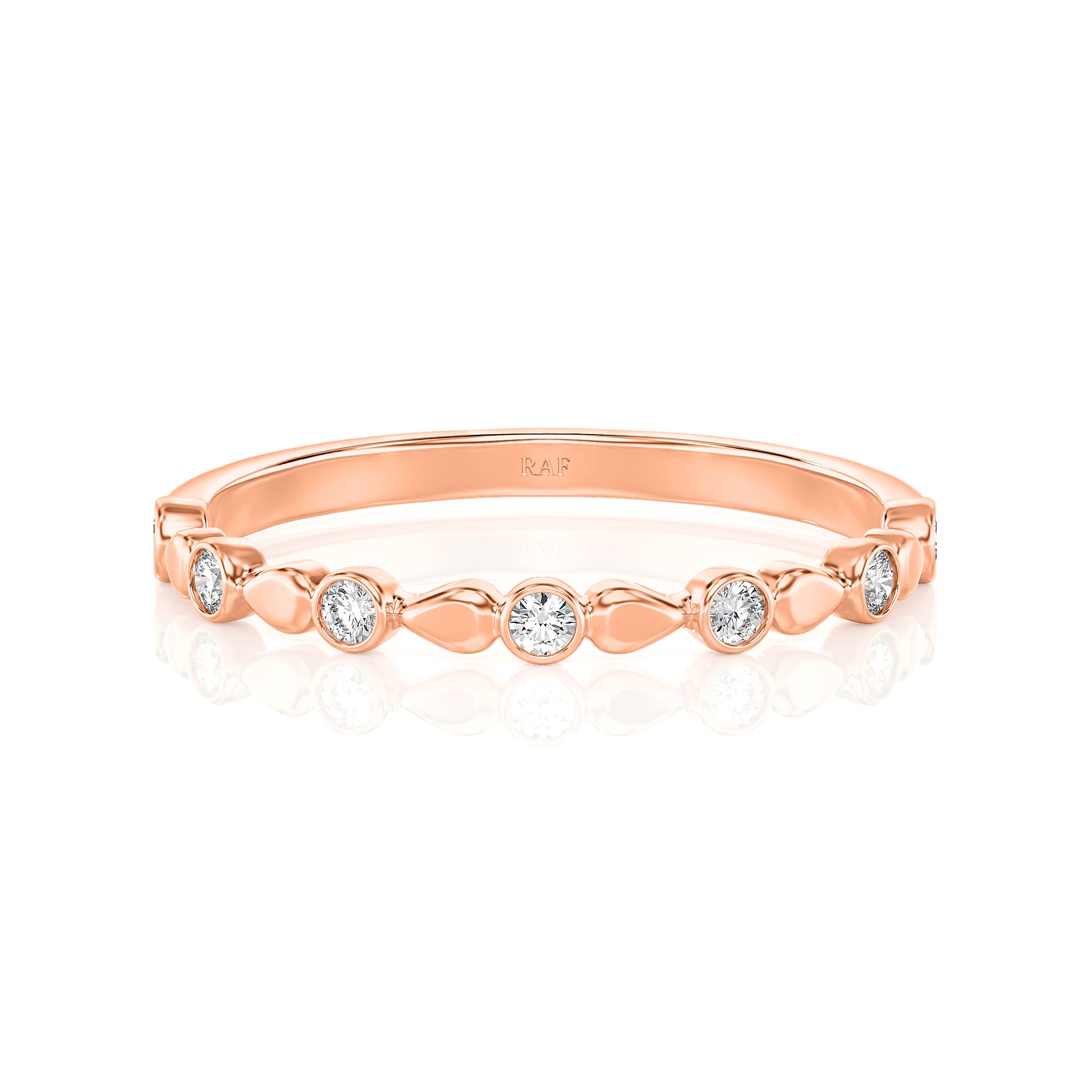 Solid Gold Pear Petals Diamond Band
