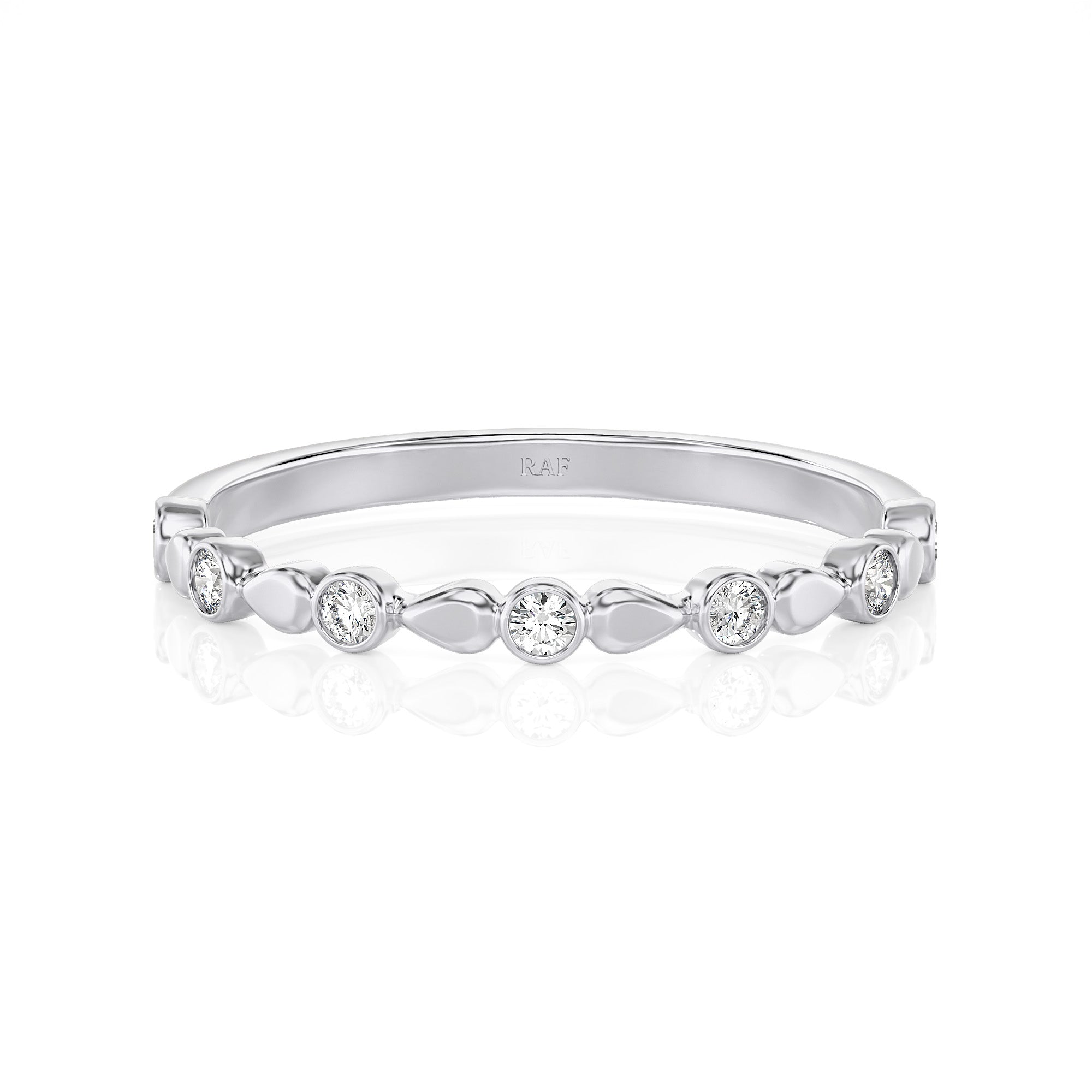 Solid Gold Pear Petals Diamond Band