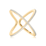 Solid Gold Criss Cross Diamond Ring