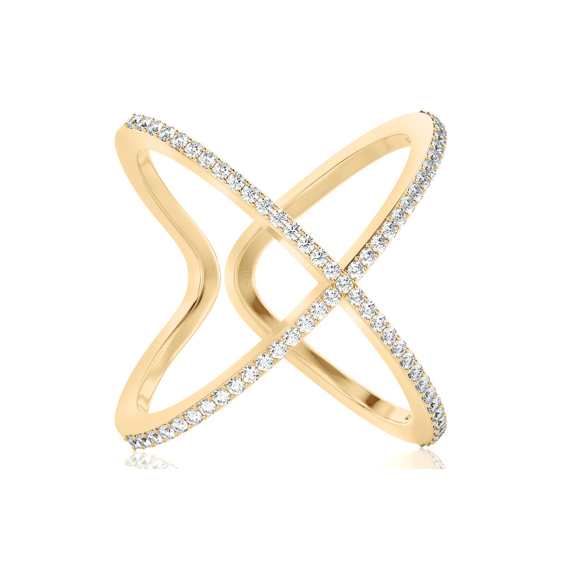 Solid Gold Criss Cross Diamond Ring