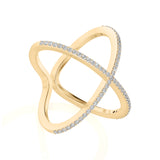 Solid Gold Criss Cross Diamond Ring