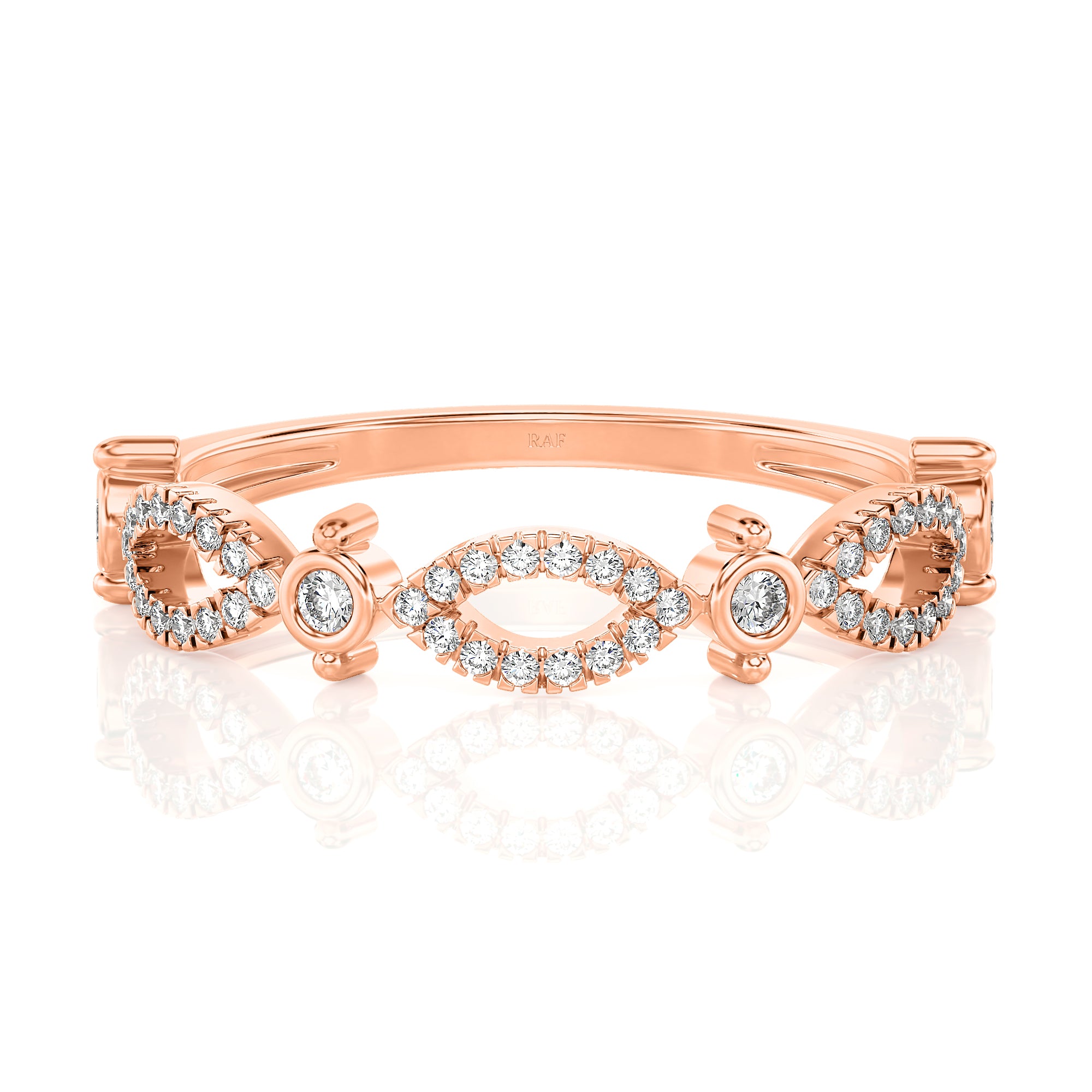 Solid Gold Scalloped Diamond Ring
