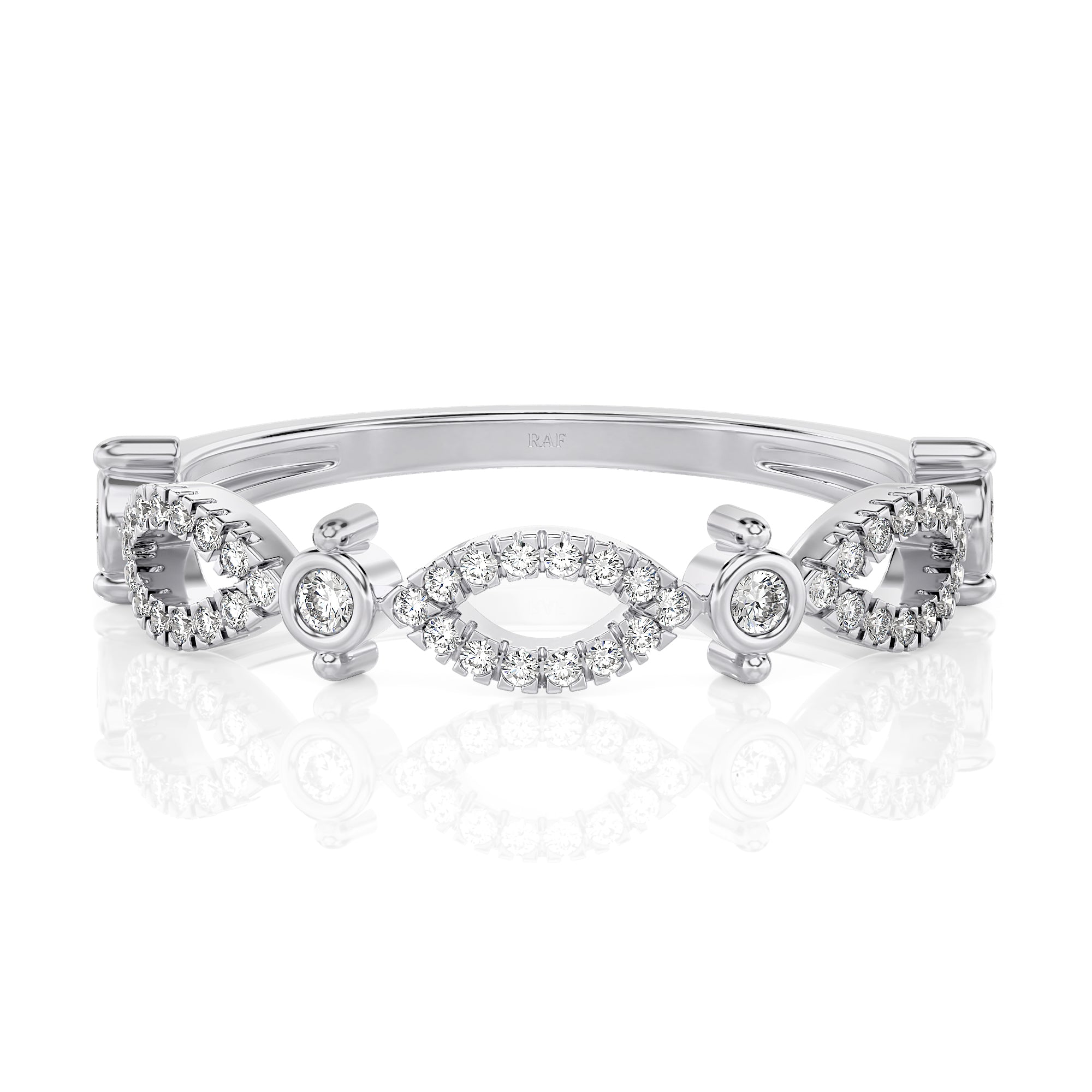 Solid Gold Scalloped Diamond Ring