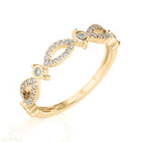 Solid Gold Scalloped Diamond Ring