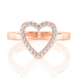 Solid Gold Open Heart Diamond Ring