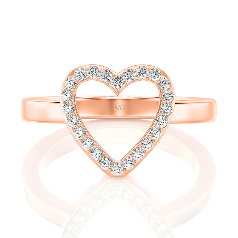 Open Heart Diamond Ring