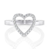 Solid Gold Open Heart Diamond Ring
