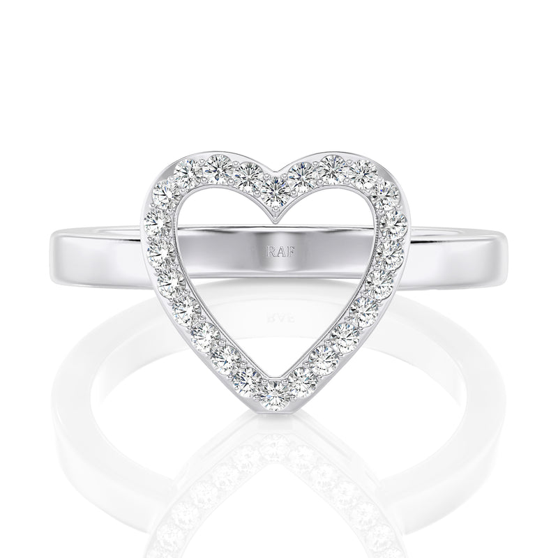 Open Heart Diamond Ring